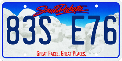 SD license plate 83SE76