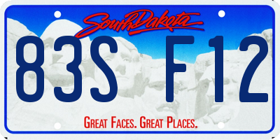 SD license plate 83SF12