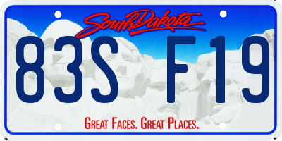 SD license plate 83SF19
