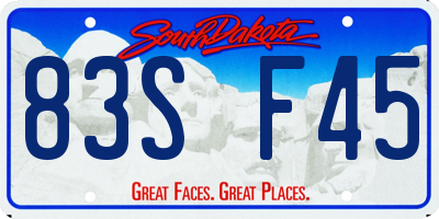 SD license plate 83SF45