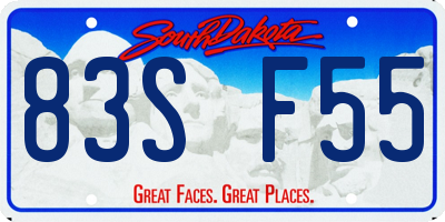 SD license plate 83SF55