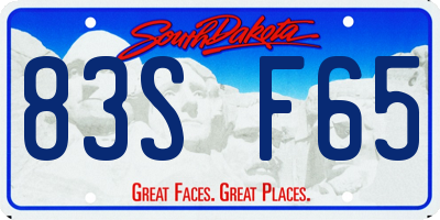 SD license plate 83SF65