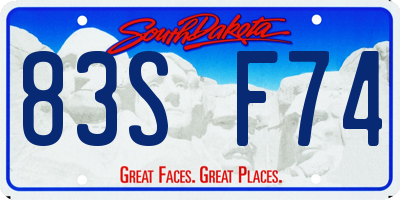 SD license plate 83SF74