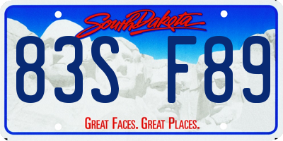 SD license plate 83SF89