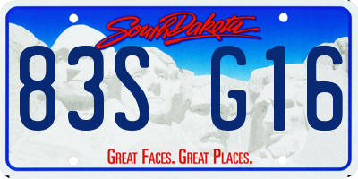 SD license plate 83SG16