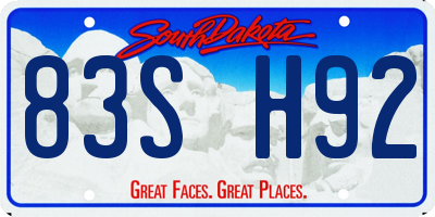 SD license plate 83SH92
