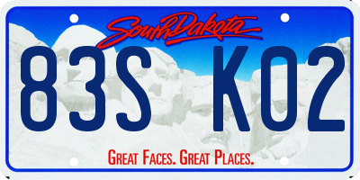 SD license plate 83SK02