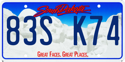 SD license plate 83SK74