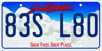 SD license plate 83SL80