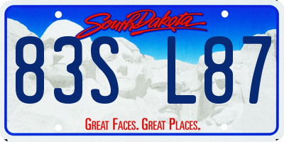 SD license plate 83SL87