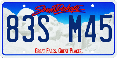 SD license plate 83SM45