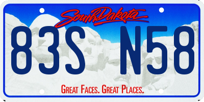 SD license plate 83SN58