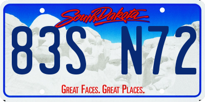 SD license plate 83SN72