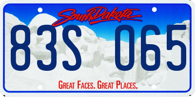 SD license plate 83SO65