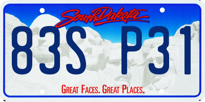 SD license plate 83SP31