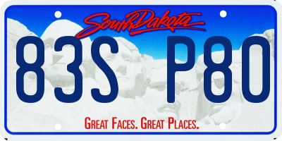 SD license plate 83SP80