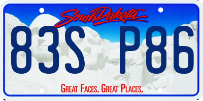 SD license plate 83SP86