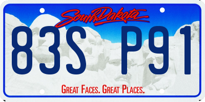 SD license plate 83SP91