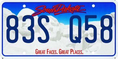 SD license plate 83SQ58