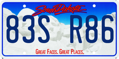 SD license plate 83SR86