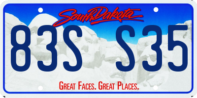 SD license plate 83SS35