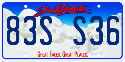 SD license plate 83SS36