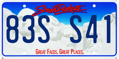 SD license plate 83SS41