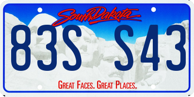 SD license plate 83SS43