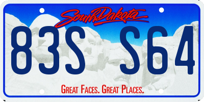 SD license plate 83SS64