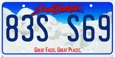 SD license plate 83SS69