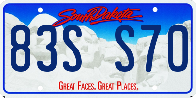 SD license plate 83SS70