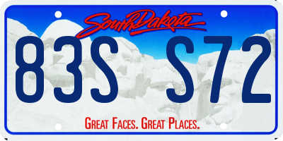 SD license plate 83SS72
