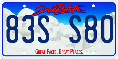 SD license plate 83SS80