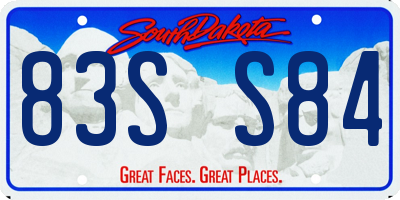 SD license plate 83SS84