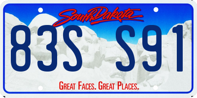 SD license plate 83SS91