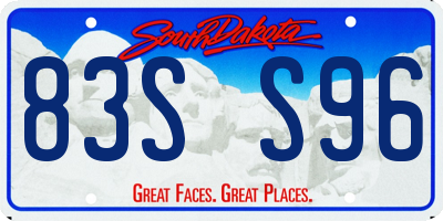 SD license plate 83SS96