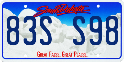 SD license plate 83SS98