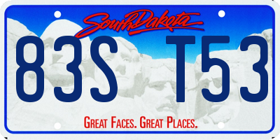 SD license plate 83ST53