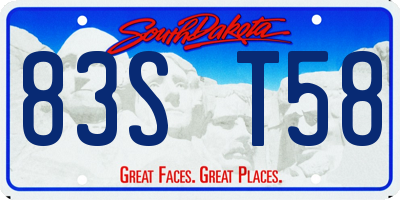 SD license plate 83ST58