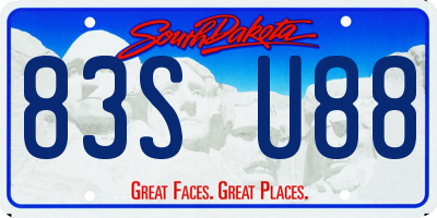 SD license plate 83SU88