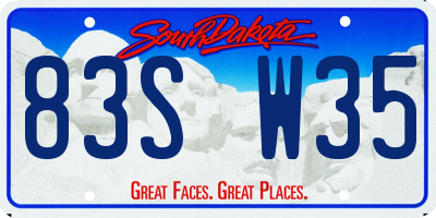 SD license plate 83SW35