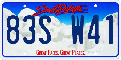 SD license plate 83SW41