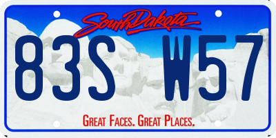 SD license plate 83SW57