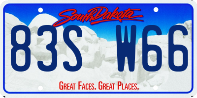 SD license plate 83SW66