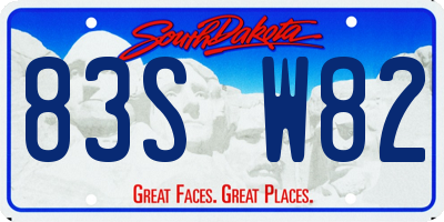 SD license plate 83SW82