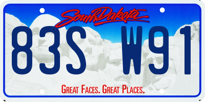 SD license plate 83SW91