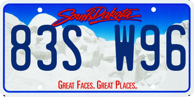 SD license plate 83SW96