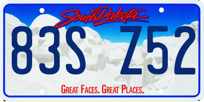 SD license plate 83SZ52
