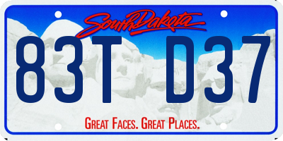 SD license plate 83TD37