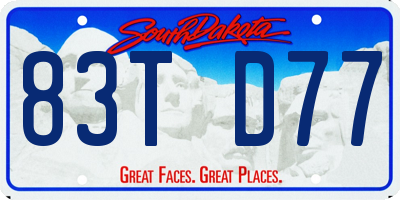 SD license plate 83TD77